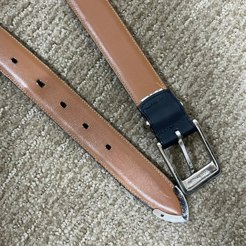 Allen Edmonds Leather Dress Belt Mens 38 Black Handcrafted USA Custom Calf 1 1/8